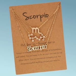 PANTIDE 3Pcs Constellation Zodiac Layer Necklaces.